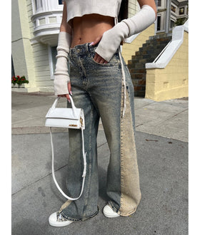 FLVEX™ LONDON Beige Two-Tone Jeans